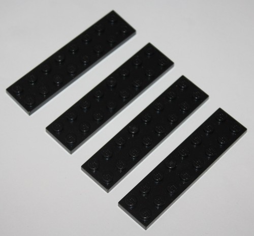Lego black plate - 2x8, ref