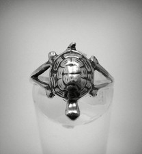 Bague en argent sterling véritable tortue solide poinçonnée 925 fait a la main