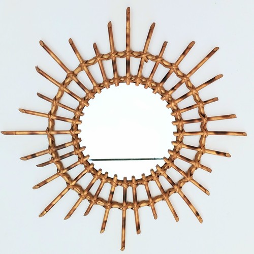 Miroir soleil rotin annees - en,