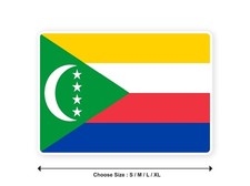 Sticker drapeau COMORES comorien 10cm(S) - 28cm(XL) autocollant bord blanc
