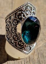  bague  tourmaline paraiba argent massif  925   poids 11.2g