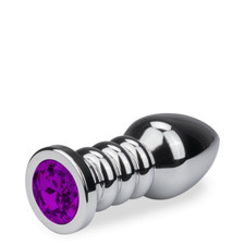 Plug métal bijou anal rosebud annelé XL - 8 coloris