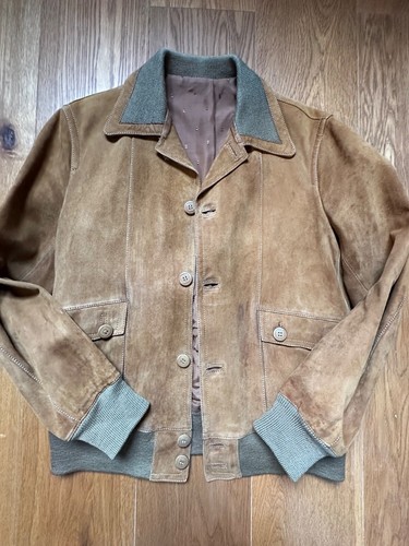 Blouson daim marron vintage - en,