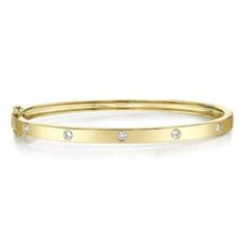 Bracelet Bangle En Diamant En Or Jaune 14K Taille Grande 7,5" .38CT