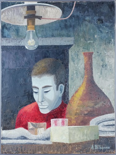 Ancien tableau veillée - tableau, "veillée"