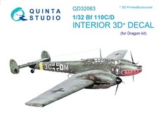 Intérieur Quinta Studio 1/32 Bf 110C/D imprimé en 3D et coloré (Dragon)