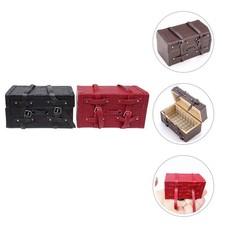  2 Pcs Mini-maison De Poupée Valise Vintage Ornement La Voyage Miniature