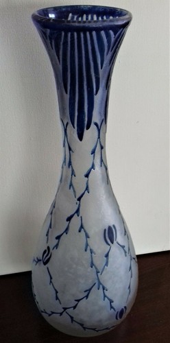 Legras grand vase givré bleu - legras,