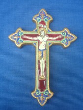 V70 TB Crucifix Emaux de Longwy ancien Décor MP Chevallier Collection Religion