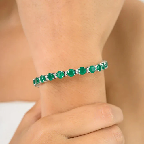 Bracelet tennis vert - , émeraude