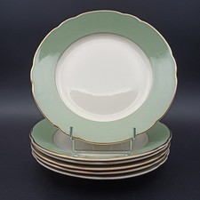 VILLEROY BOCH 6 ASSIETTES PLATES FAÏENCE METTLACH RHÔNE Vert Ivoire Or n°1