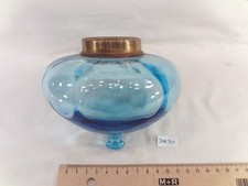 ancien réservoir ou toupie en verre bleu de lampe à pétrole Ø 13,4 cm (DH30)