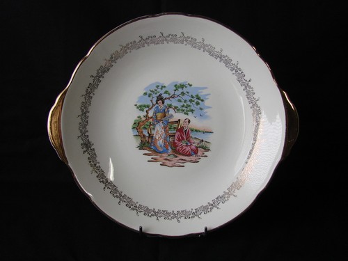 Vintage round dessert plate - dessert,