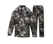 X Veste Cape Pantalons Imperméable Camouflage PVC Anti-Pluie Capuche DFH