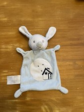 doudou lapin plat bleu blanc