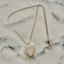 Médaillon En Forme De Cœur Avec Collier 5A CZ 925 Argent Sterling Plaqué Rhodium