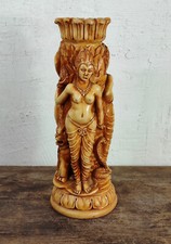 magnifique sculpture bougeoir en résine divinité imitation ivoire déco ethnique
