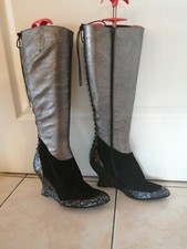 AUDLEY London Boots Cuir et Diam Noir et Gris  POINTURE 40 porte un fois