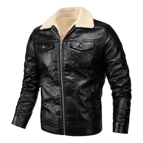 Hommes faux cuir veste polaire - veste,