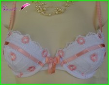 Soutien Gorge MIRIALE Blanc et dentelle rose Taille du 85B au 105D FR - AA79