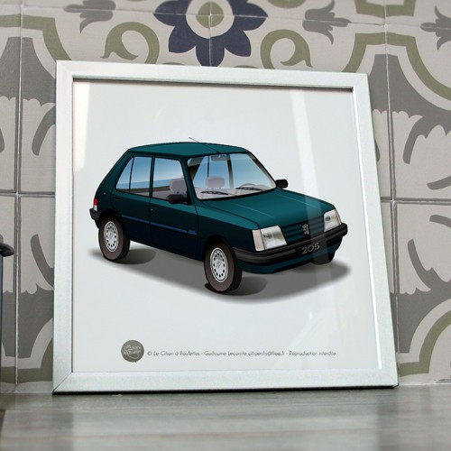 Poster peugeot 205 sacré - poster,
