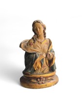 Buste Plâtre Peint Sainte Religieux