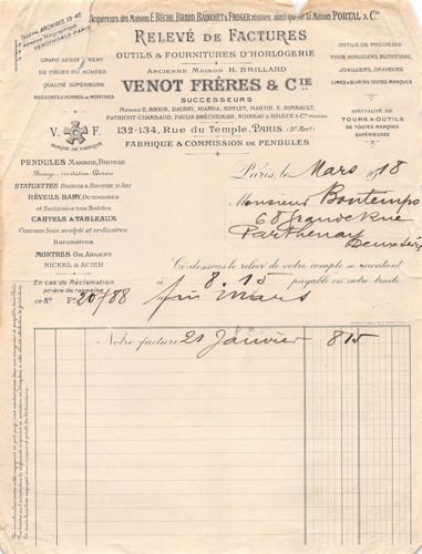 Facture 1918 outils - ,