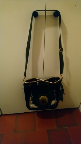 Sac cuir noir motif - sac,