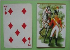 carte à jouer ancienne de collection (USA) : cavalier et son cheval