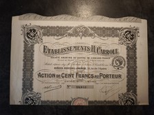 Action Au Porteur Établissement H.Carroll