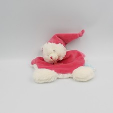 Doudou plat ours blanc rose