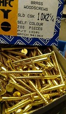 2 vis à bois laiton fendues 1/4 x 10 csk Qté 50