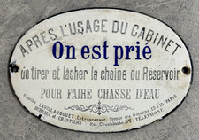 Rare petite plaque émaillée d’utilité pour l'usage toilettes WC