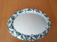 Beau miroir cadre en céramique décor fleurs 24x30 cm