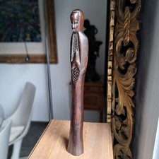 Grande Sculture Vierge En Bois Noir / Art Africain/Antique/Sculpté Main/Rare !!!