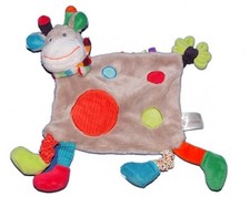 Doudou plat Vache Girafe grise ronds rouge bleu vert Nicotoy Simba 579/1353