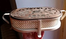 Mathieu Matégot (dans le goût de) Chauffe plat  métal laiton verre XXe Vintage