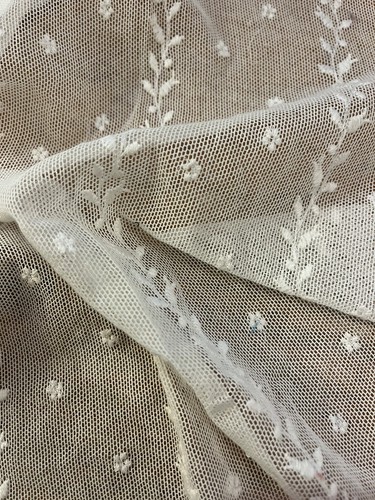 Tissu tulle brodé coton - tissu,