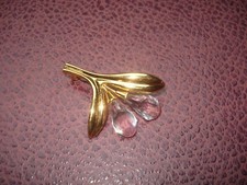 Broche Swarovski Fleurs Métal Doré et Cristal