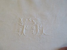 12 serviettes de table en damassé lin monogramme TL