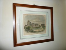ANCIENNE GRAVURE COULEUR XIX EME ENCADREE SOUS VERRE CHATEAU DE VINCENNES