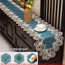 Rétro Nappe Simili Cuir Chemin de Table Dentelle Bords Maison Cuisine Décors DIY
