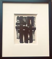 Pierre Soulages -Réalisé en 1957-Pochoir Jacomet-Encadré à neuf-BERGGRUEN Édit.
