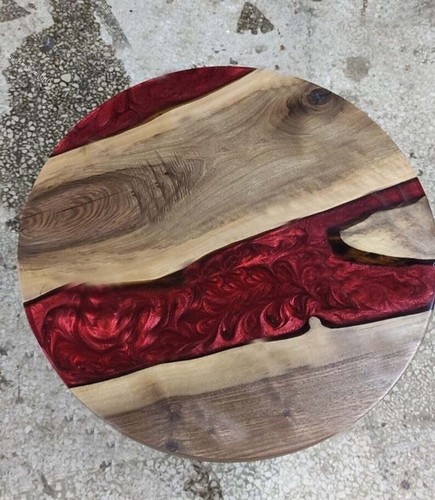 Table ronde résine rouge - table,