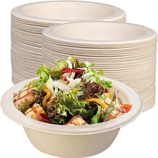 Lot de 100 bols à soupe jetables écologiques - 350 ml - En carton - Vaisselle...