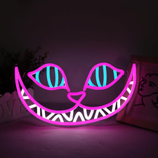 Cheshire Cat Neon Signs Alice in Wonderland Neon Light for Wall Art Decor, Smile