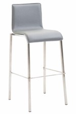 Tabouret de Bar Design Kado en Similicuir Lisse avec Pieds carrés Dossier haut