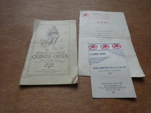 Guerre 1914 1918 lot - lot, menu