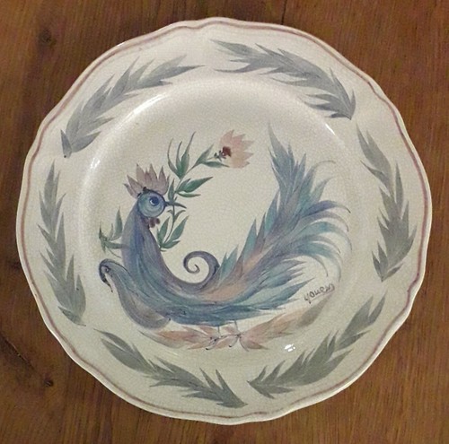 Superbe assiette coq - coq, signÉe