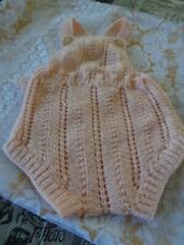 vintage tricotée rose  barboteuse bébé3/ 6mois ou gros poupon de40/45cm nounours